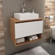 Gabinete para Banheiro com 1 Porta Basculante - Amêndoa/Branco - Tecno Mobili