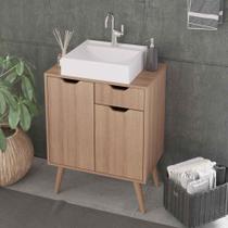 Gabinete para Banheiro com 2 Portas e 1 Gaveta 60cm Sem Cuba BN3637 Tecnomóbili Gabinete para Banheiro com 2 Portas e 1 Gaveta 60cm Sem Cuba BN3637 Tecnomóbili