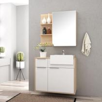 Gabinete para banheiro com cuba 01 porta 02 gavetas e armário Jazz 80cm Móveis Bosi