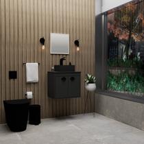Gabinete para Banheiro com Cuba 51cm em MDF Preto Gabinete para Banheiro com Cuba 51cm em MDF Preto
