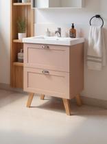 Gabinete para Banheiro com Cuba 60cm Retro Mdf Rosa Milano - On Móveis
