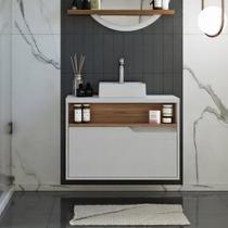 Gabinete para Banheiro com Cuba 80cm 1 Porta Jasper Branco/Itapuã