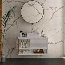 Gabinete para Banheiro com Cuba 80cm 1 Porta Urban Branco/Dourado
