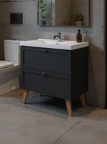 Gabinete para Banheiro com Cuba 80cm Retro Mdf Grafite Milano - On Móveis