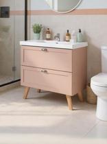 Gabinete para Banheiro com Cuba 80cm Retro Mdf Rosa Milano - On Móveis