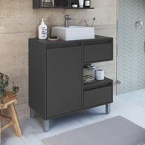 Gabinete para Banheiro com Cuba Branca 80cm 2 Gavetas 1 Porta 1 Nicho Paula Gabinete para Banheiro com Cuba Branca 80cm 2 Gavetas 1 Porta 1 Nicho Paula