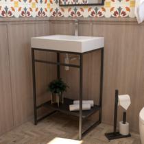 Gabinete para Banheiro com Cuba de Sobrepor 60 cm Iron Black Venturi