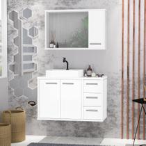 Gabinete para Banheiro com Cuba de Sobrepor e Espelheira 80cm Turin Branco Gabinete para Banheiro com Cuba de Sobrepor e Espelheira 80cm Turin Branco