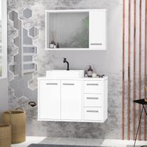 Gabinete para Banheiro com Cuba de Sobrepor e Espelheira 80cm Turin