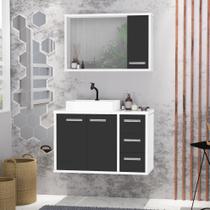 Gabinete para Banheiro com Cuba de Sobrepor e Espelheira 80cm Turin