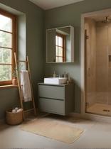 Gabinete para Banheiro com Cuba e Armario 60cm Mdf Verde Dubai - On Móveis