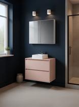 Gabinete para Banheiro com Cuba e Armario 80cm Mdf Rosa Dubai - On Móveis