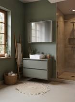 Gabinete para Banheiro com Cuba e Armario 80cm Mdf Verde Dubai - On Móveis Gabinete para Banheiro com Cuba e Armario 80cm Mdf Verde Dubai - On Móveis
