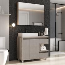 Gabinete para Banheiro com Cuba e Armário com Espelho 100cm Malbec