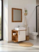 Gabinete para Banheiro com Cuba e Espelheira 50cm Mdf Freijo Moscou - On Móveis