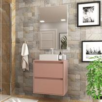 Gabinete para Banheiro com Cuba e Espelheira 60cm Mdf Salmao Dubai - On Móveis