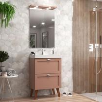 Gabinete para Banheiro com Cuba e Espelheira 60cm Retro Mdf Milano - On Móveis