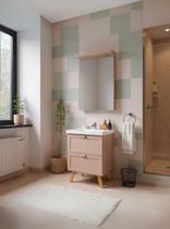 Gabinete para Banheiro com Cuba e Espelheira 60cm Retro Mdf Rosa Milano - On Móveis