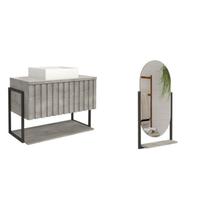 Gabinete para Banheiro com Cuba e Espelheira 65cm MDF Helsing Espresso Móveis Gabinete para Banheiro com Cuba e Espelheira 65cm MDF Helsing Espresso Móveis