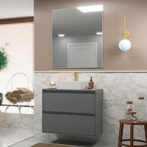 Gabinete para Banheiro com Cuba e Espelheira 80cm Mdf Dubai - On Móveis