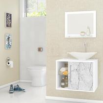 Gabinete para Banheiro com Cuba e Espelheira Baden Branco/Carrara