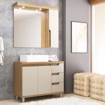 Gabinete para Banheiro com Cuba e Espelheira Bege/Itapuã/Off White Gabinete para Banheiro com Cuba e Espelheira Bege/Itapuã/Off White
