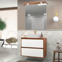 Gabinete para Banheiro com Cuba e Espelheira com Led 80cm Mdf Dubai - On Móveis
