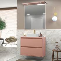 Gabinete para Banheiro com Cuba e Espelheira com Led 80cm Mdf Dubai - On Móveis