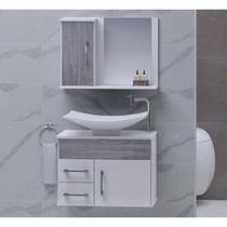 Gabinete para Banheiro com Cuba e Espelheira Turin Branco/Cinza Gabinete para Banheiro com Cuba e Espelheira Turin Branco/Cinza
