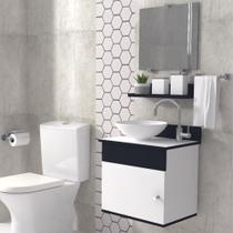 Gabinete para banheiro com cuba e espelho 44cm suspenso