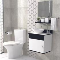 Gabinete para banheiro com cuba e espelho 44cm suspenso