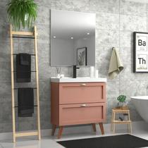 Gabinete para Banheiro com Cuba e Espelho 80cm Retro Mdf Milano - On Móveis