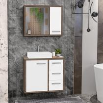 Gabinete para Banheiro com Cuba e Espelho Turin 60 C/ Vidro Avelato / Branco Gabinete para Banheiro com Cuba e Espelho Turin 60 C/ Vidro Avelato / Branco