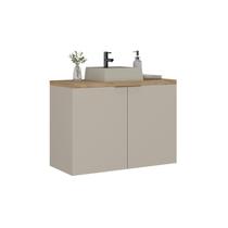 Gabinete para Banheiro com Cuba Nature Bege/Panna/Carvalho Gabinete para Banheiro com Cuba Nature Bege/Panna/Carvalho