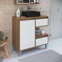 Gabinete para Banheiro com Cuba Preta 80cm 2 Gavetas 1 Porta 1 Nicho Paula