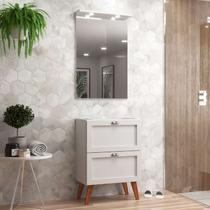 Gabinete para Banheiro com Espelheira 60cm Retro Mdf Branco Milano - On Móveis