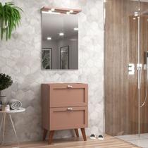 Gabinete para Banheiro com Espelheira 60cm Retro Mdf Salmao Milano - On Móveis