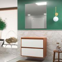 Gabinete para Banheiro com Espelheira 80cm Mdf Nogal com Branco Dubai - On Móveis