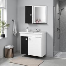 Gabinete para Banheiro com Espelheira Médio 56cm Branco Preto de Casa
