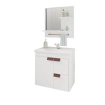 Gabinete Para Banheiro Com Lavatório E Espelho Tulipa Branco MGM Móveis 59cm Gabinete Para Banheiro Com Lavatório E Espelho Tulipa Branco MGM Móveis 59cm