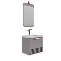 Gabinete Para Banheiro Com Lavatório Paraty Platina MGM Moveis 60cm Gabinete Para Banheiro Com Lavatório Paraty Platina MGM Moveis 60cm