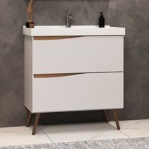 Gabinete para banheiro com pés com lavatório 02 gavetas 80cm LILLE Móveis Bosi