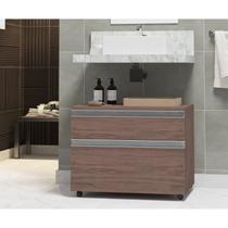 Gabinete para Banheiro com Rodízio 80cm 2 Gavetas Safira Inferior Gabinete para Banheiro com Rodízio 80cm 2 Gavetas Safira Inferior