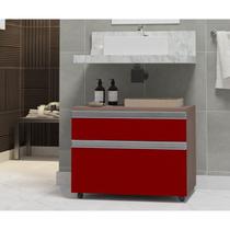 Gabinete para Banheiro com Rodízio 80cm 2 Gavetas Safira Inferior Gabinete para Banheiro com Rodízio 80cm 2 Gavetas Safira Inferior