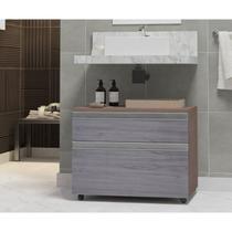 Gabinete para Banheiro com Rodízio 80cm 2 Gavetas Safira Inferior Gabinete para Banheiro com Rodízio 80cm 2 Gavetas Safira Inferior