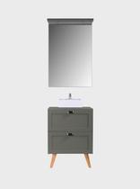 Gabinete para Banheiro com Tampo Cuba e Espelheira 60cm Retro Mdf Verde Milano - On Móveis