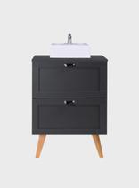 Gabinete para Banheiro com Tampo e Cuba 60cm Retro Mdf Grafite Milano - On Móveis