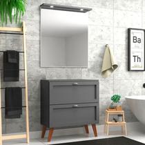 Gabinete para Banheiro com Tampo e Espelheira 80cm Retro Mdf Milano - On Móveis