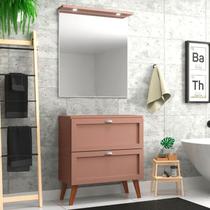 Gabinete para Banheiro com Tampo e Espelheira 80cm Retro Mdf Milano - On Móveis