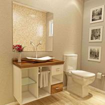 Gabinete para Banheiro Cuba com Espelho San Marino I7 Branco/Nogal